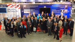 Deputy Assistant Secretary Chandra Brown and other U.S. government officials with the industry delegation at the USA: Atoms for Prosperity Exhibit.