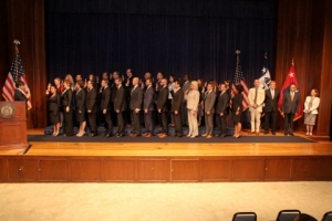 Secretary Pritzker Swearing in 27 Foreign Commercial Service officers and one Intellectual Property Attaché from the Patent and Trademark Office to the Commerce team.